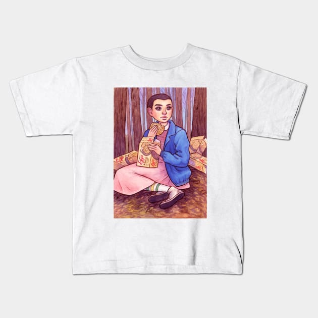 Eleven with Waffles Kids T-Shirt by imawonder